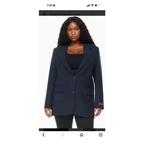 Aritzia Babaton Navy Blue New Agency Oversized Blazer Jacket sz XS - Picture 6 of 6